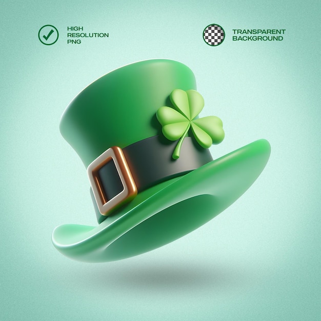 Le Chapeau Vert Des Lépicés Du Jour De Saint Patrick 3d Rend L'arrière-plan Isolé Transparent.