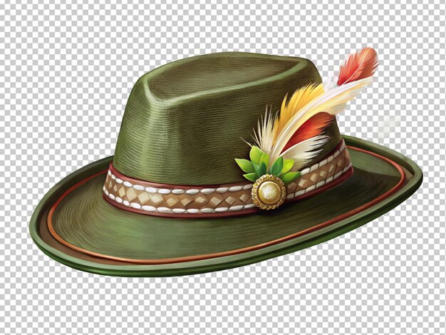 PSD chapeau vert oktoberfest avec une plume