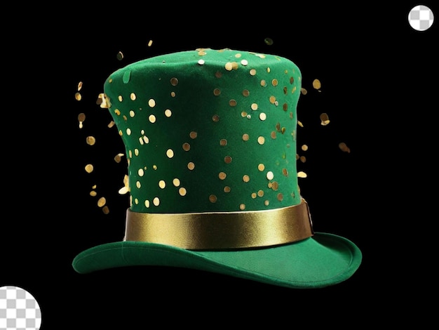 PSD un chapeau vert typique de saint patrick avec une expulsion de confetti png transparent