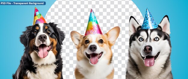 PSD chapéu de aniversário e chapéu de festa para um cão cães engraçados incluídos