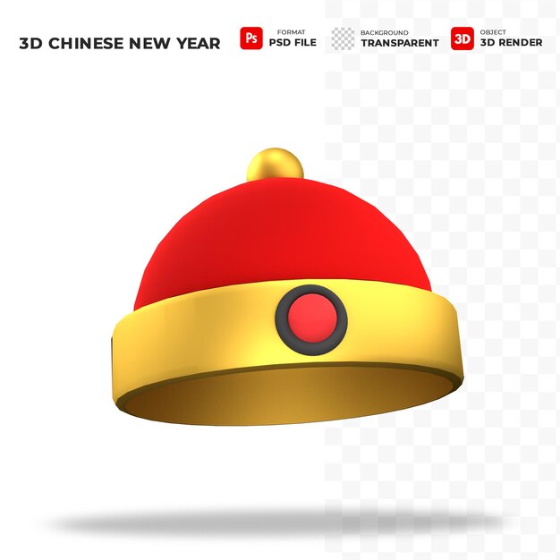 Chapéu de ano novo chinês conceito em símbolo de sinal de ícone 3d