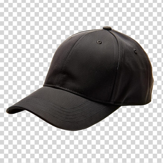 Chapéu de beisebol preto em fundo transparente