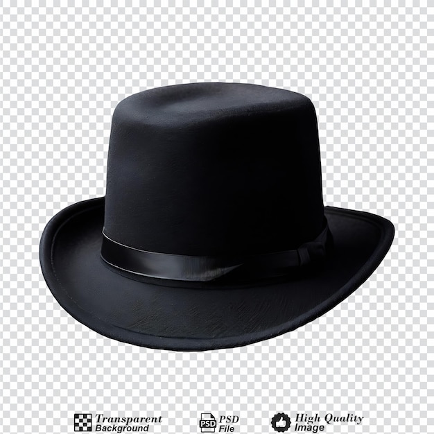 PSD chapéu de bowler preto isolado em fundo transparente