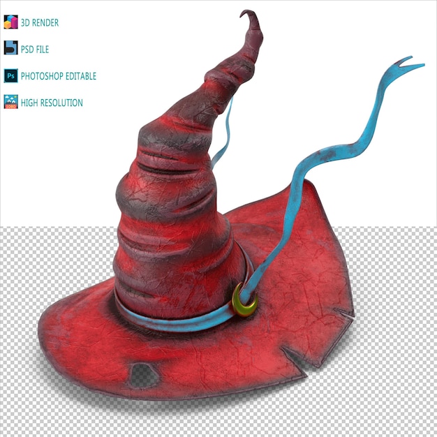 Chapéu de bruxa modelagem 3d psd