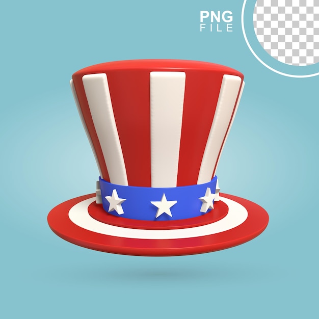 PSD chapéu de ícone 3d perfeito para a celebração do 4 de julho