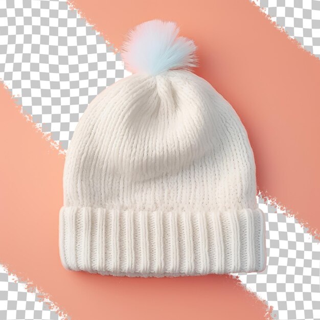 PSD chapéu de inverno feito de lã branca natural isolada em um fundo transparente