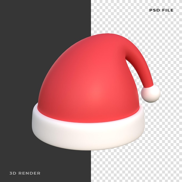 Chapéu de Natal 3D renderizado em fundo transparente