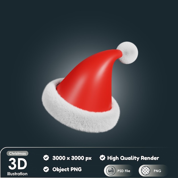 Chapéu de papai noel de natal 3d