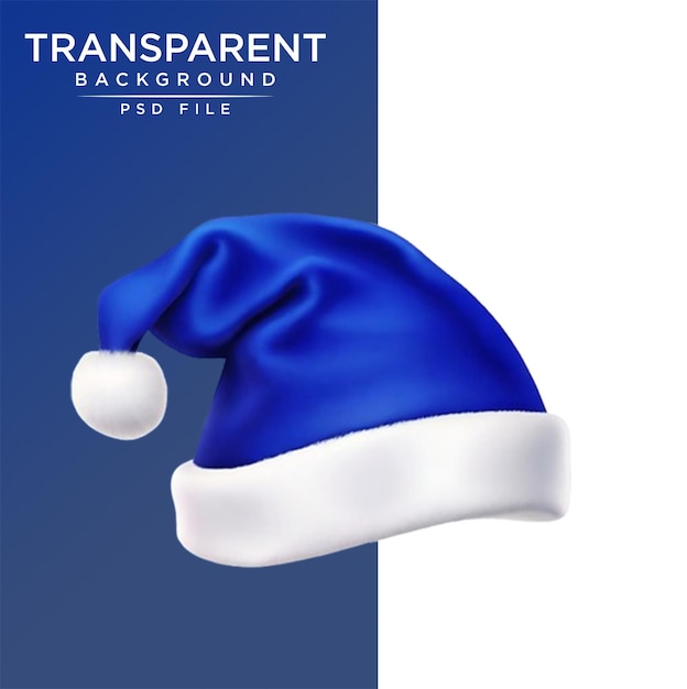 Chapéu de papai noel ou boné azul de natal isolado em fundo transparente