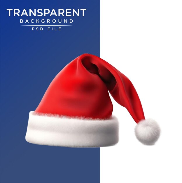 PSD chapéu de papai noel ou boné vermelho de natal isolado em fundo transparente