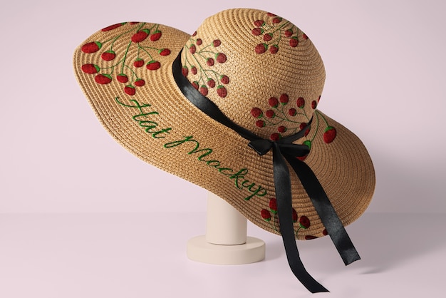 PSD chapéu pamela de mulher com estampa floral