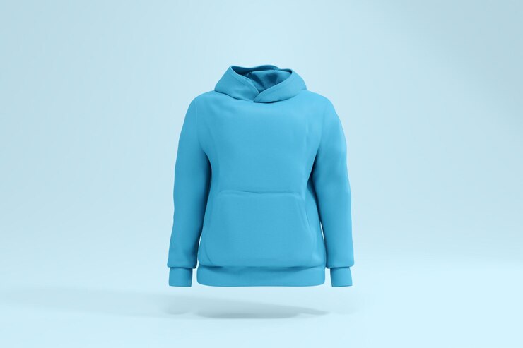 PSD una chaqueta azul con una capucha que dice capucha