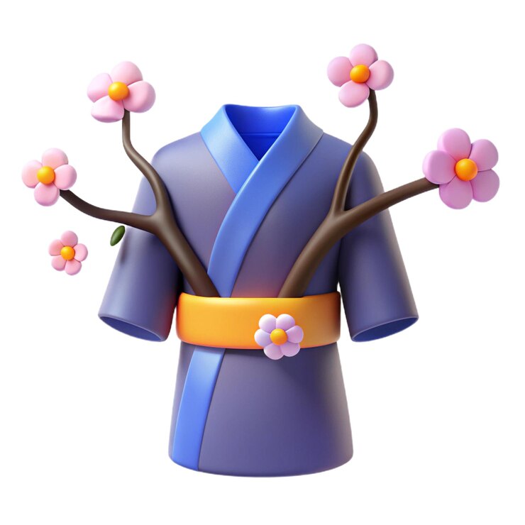 PSD una chaqueta azul con flores y una cinta azul a su alrededor