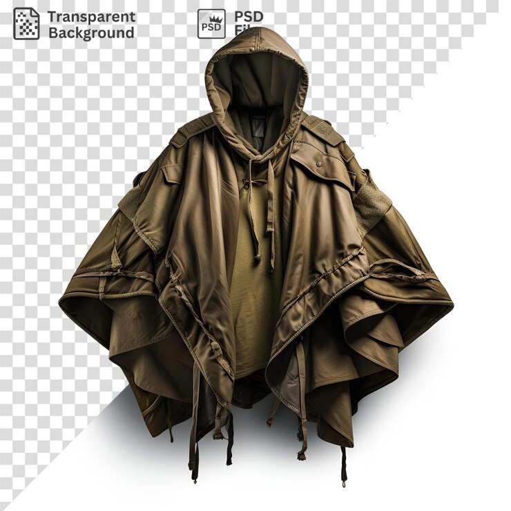 PSD chaqueta con capucha psds con una cremallera plateada y una capucha negra con una crema negra y plateada y un cremallero negro y plateado se muestra en un fondo transparente