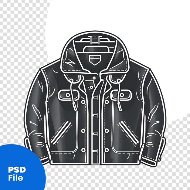 PSD chaqueta de cuero vintage aislada sobre un fondo blanco plantilla psd de ilustración vectorial