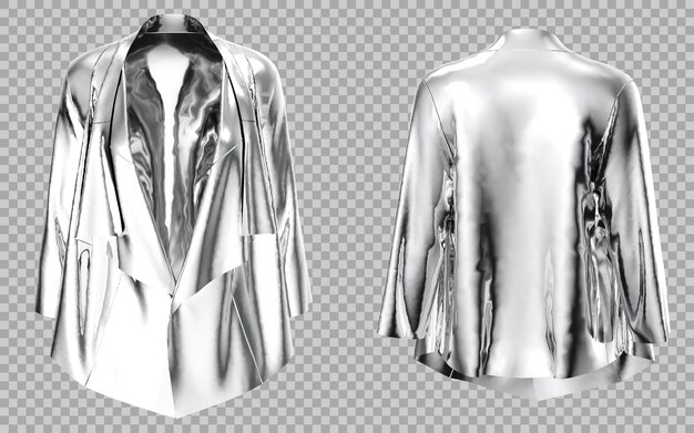 Chaqueta delantera de drapeado metálico plateado - ropa de alta moda