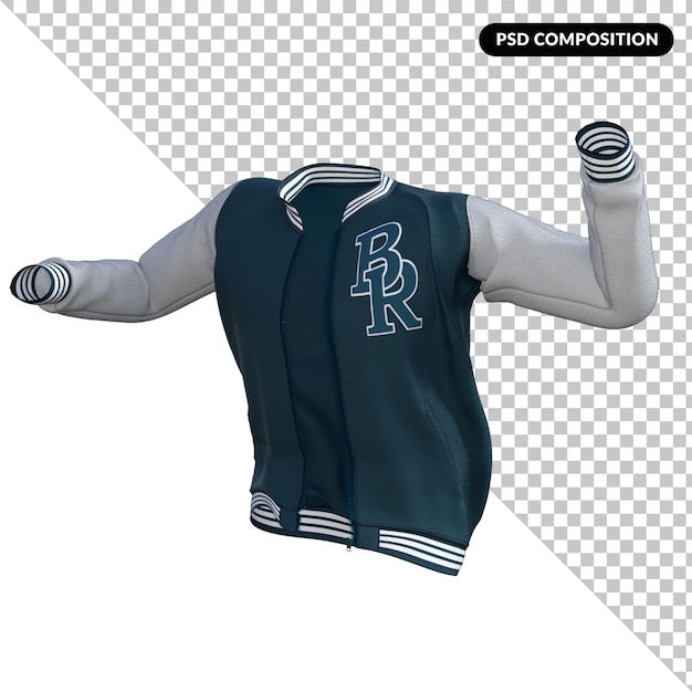 Chaqueta de estilo de béisbol aislada en 3d