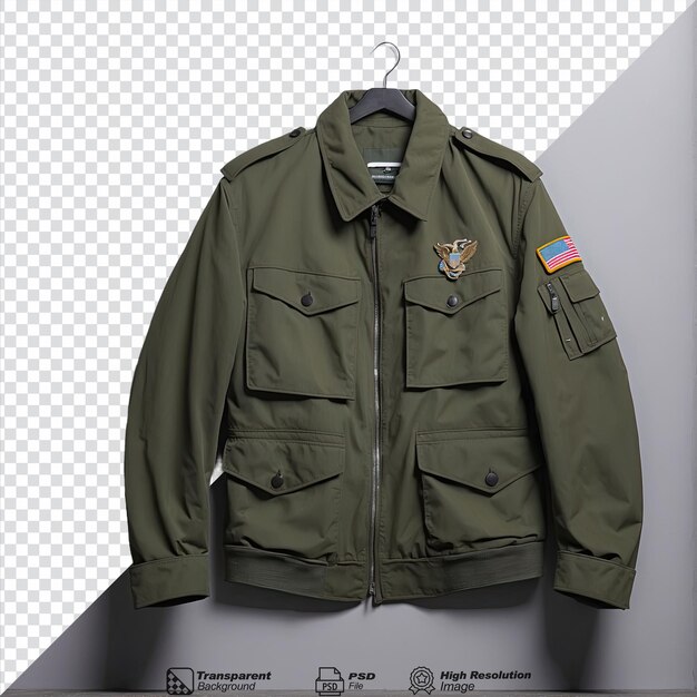 Chaqueta militar aislada sobre fondo transparente