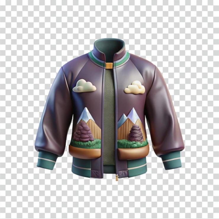 PSD chaqueta de montaña púrpura renderizada en 3d