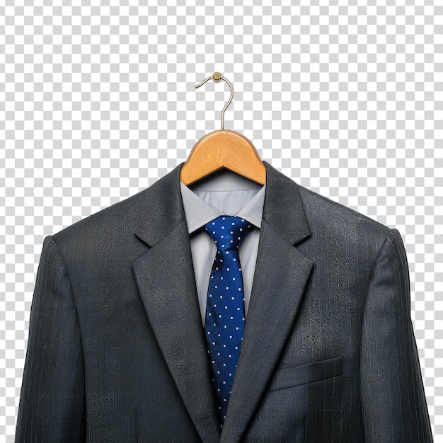 PSD una chaqueta de traje con una corbata azul y una corbata que dice 