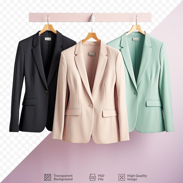 Chaqueta de traje formal de mujer colgando sola