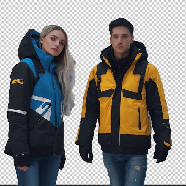 Chaquetas y zapatos de invierno con ilustración en 3D