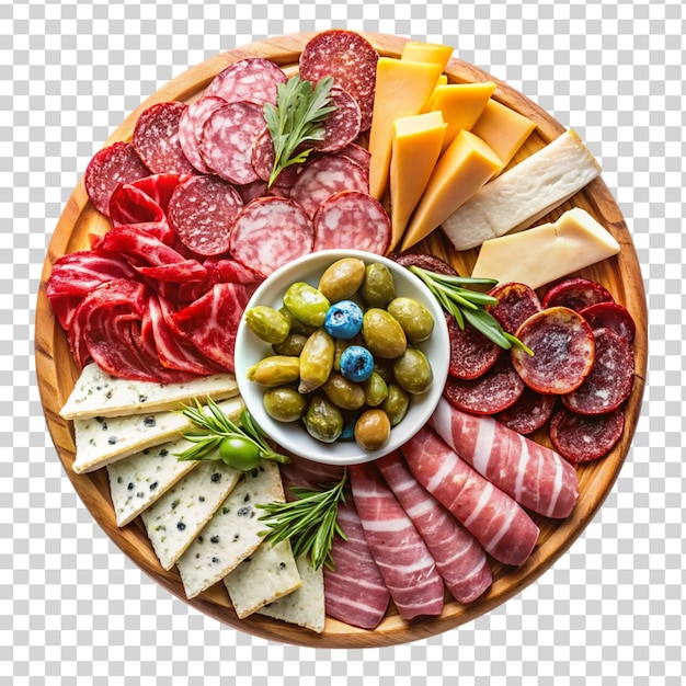 PSD charcuterie mit isoliertem fleisch auf durchsichtigem hintergrund