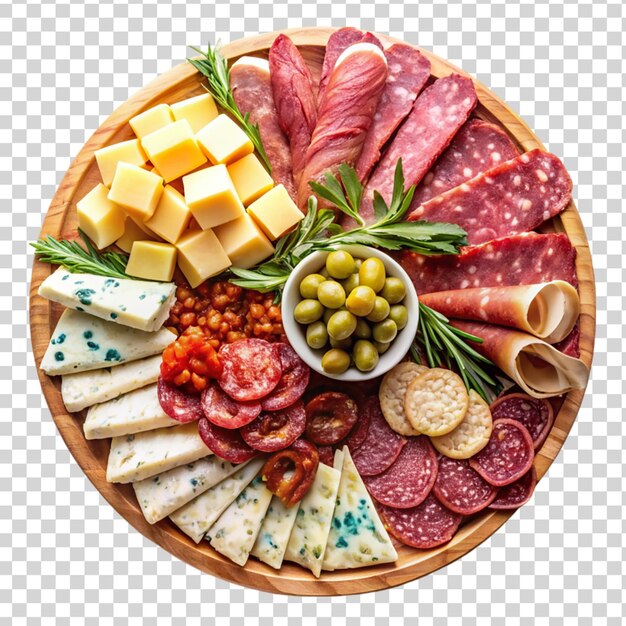 PSD charcuterie avec des viandes séchées isolées sur un fond transparent