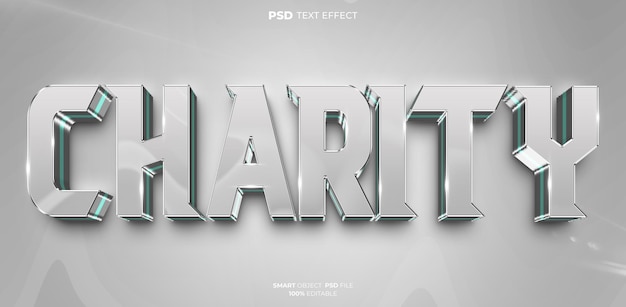 PSD charity 3d bearbeitbarer texteffekt