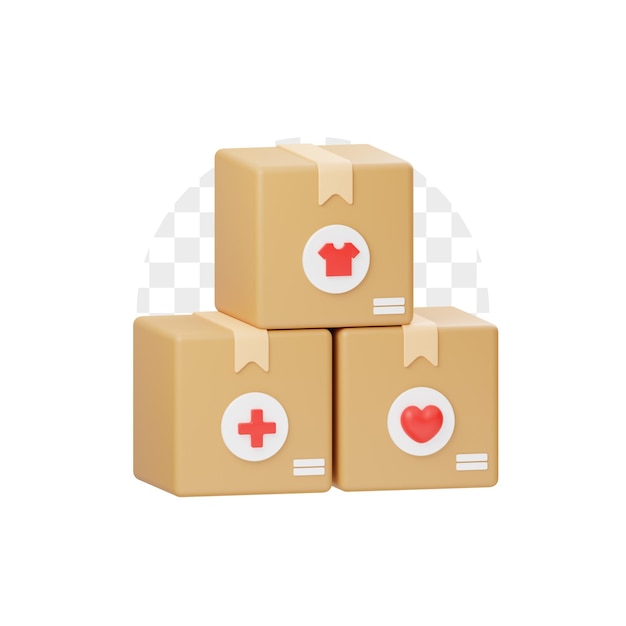 PSD charity box 3d icon premium psd