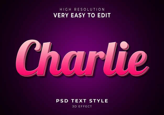 charlie 3d modern text effect