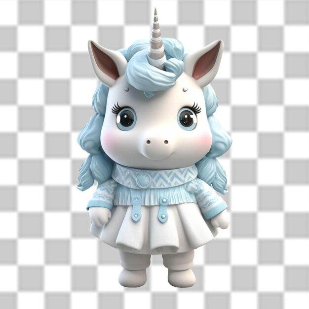 PSD charmant 3d cute baby unicorn gekleidet für ein winterabenteuer png