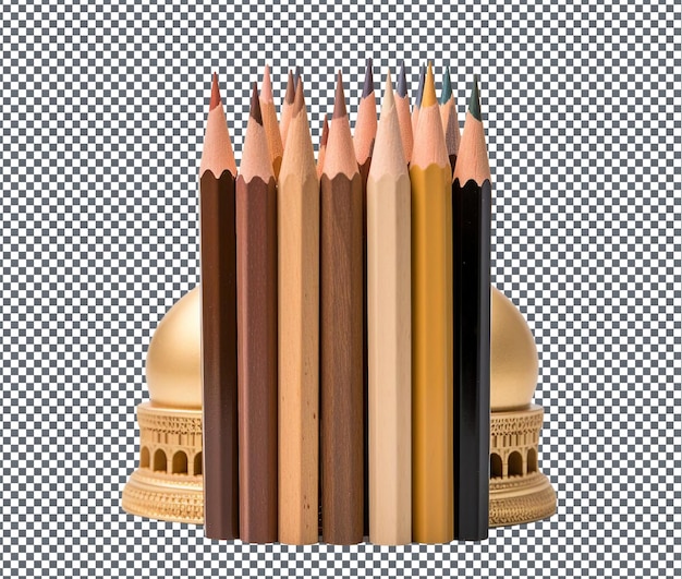 PSD charmant ensemble de crayons à thème islamique isolé sur un fond transparent