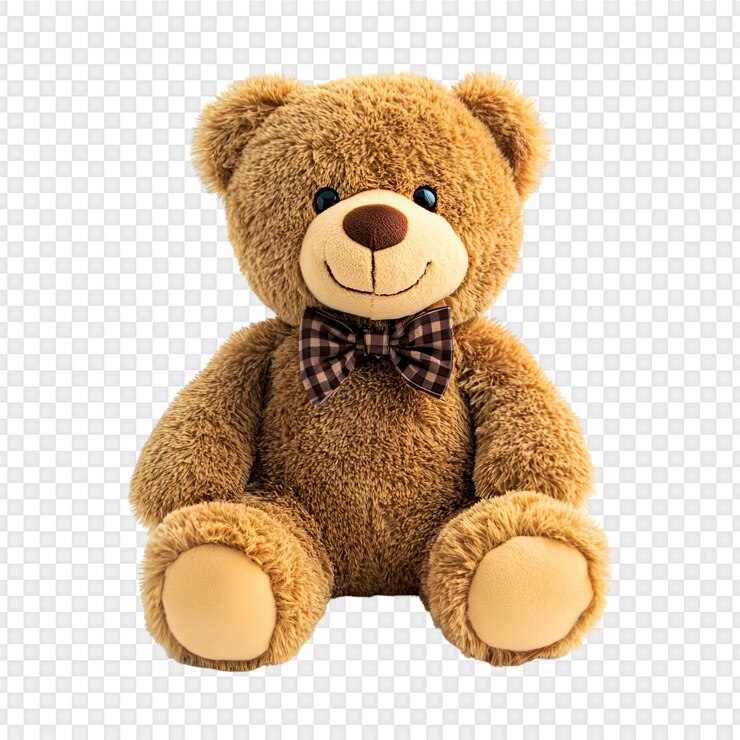 PSD un charmant ours en peluche souriant avec un nœud papillon