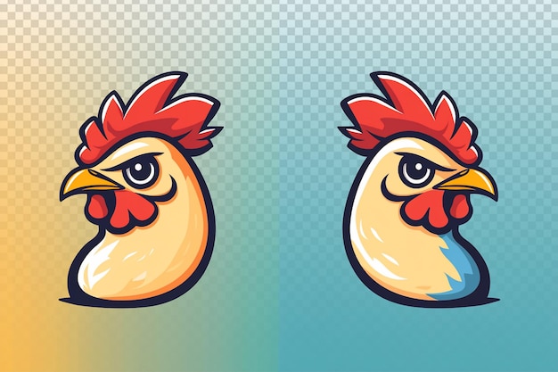 Charmante mascotte de poulet de dessin animé dans un style minimaliste