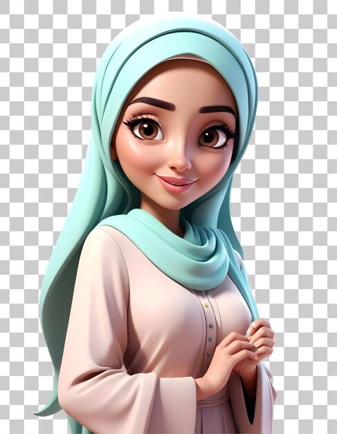 Charmanter 3D-Rendering einer Frau im Hijab