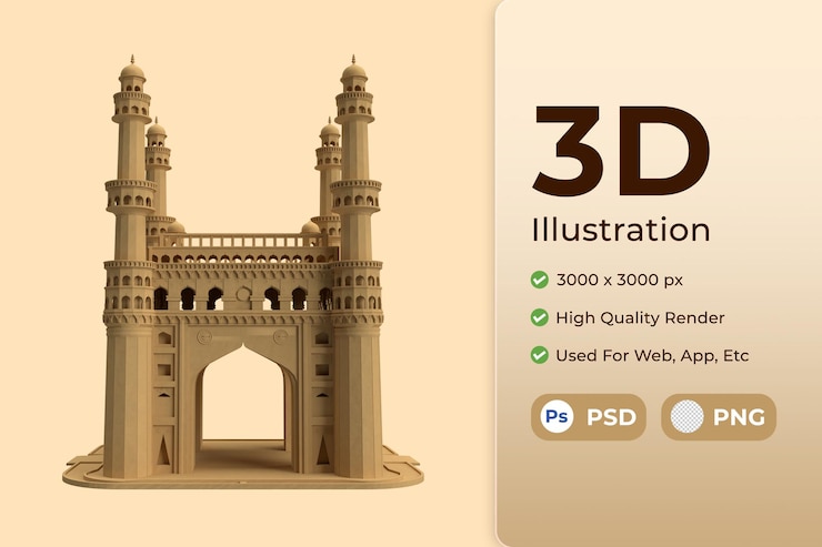Charminar modelo 3d