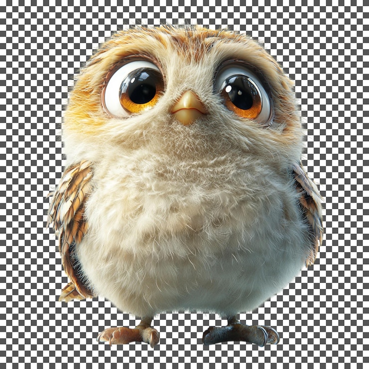 PSD charming 3d cartoon owl with big eyes