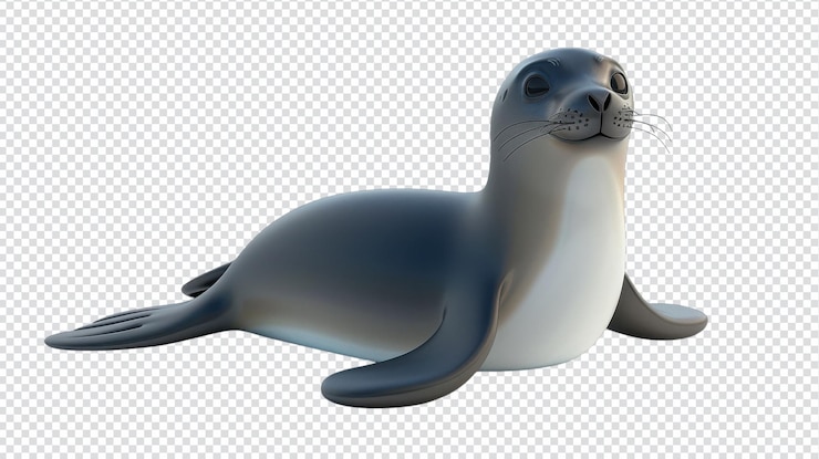 PSD charming 3d cartoon seal illustration for children media and education