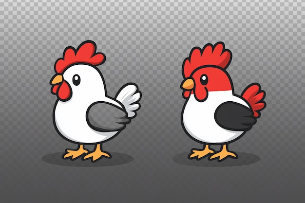 charming cartoon chicken mascot in minimalist style