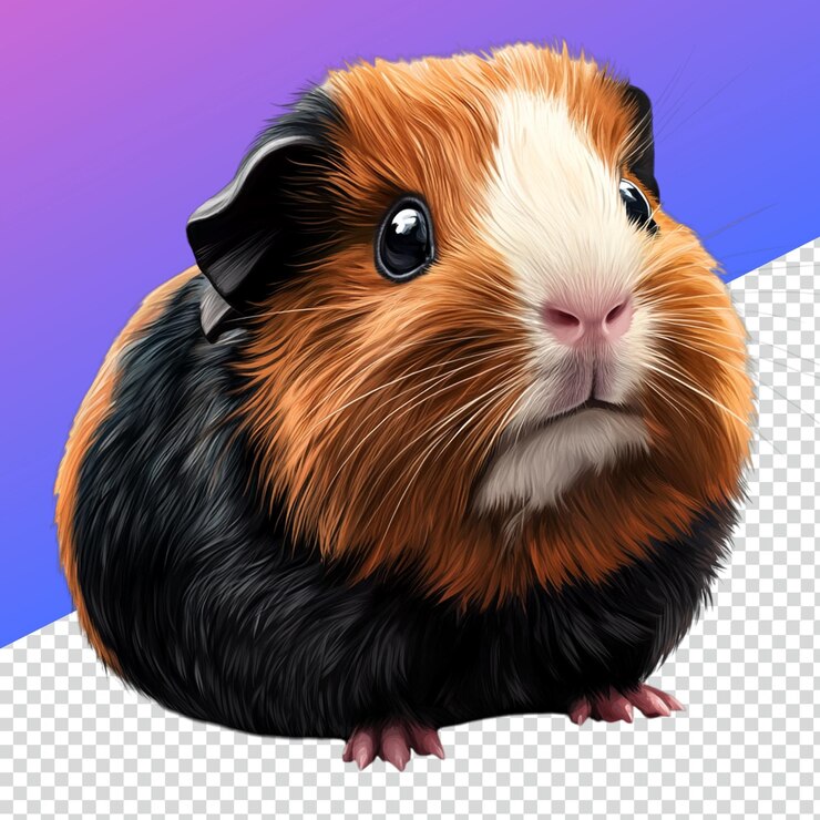 PSD charming guinea pig su uno sfondo trasparente per le illustrazioni di animali domestici