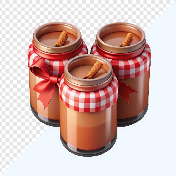 PSD charming jars of rich chocolate dessert with waffle sticks and decorative ribbons