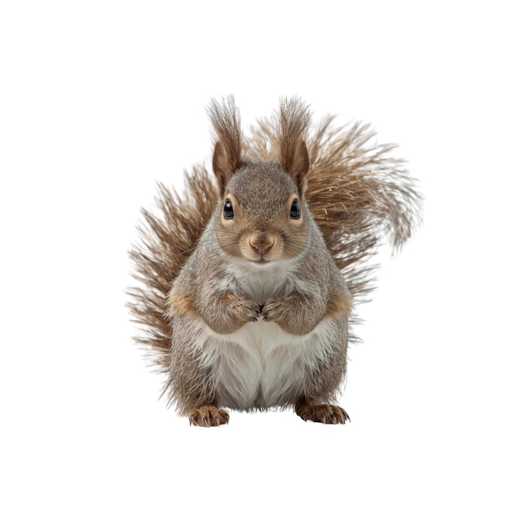 PSD charming squirrel posing on white background