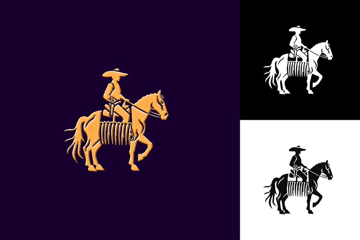 PSD charro com um símbolo tradicional retratando um charro em cavalo desenhos de símbolos culturais do méxico