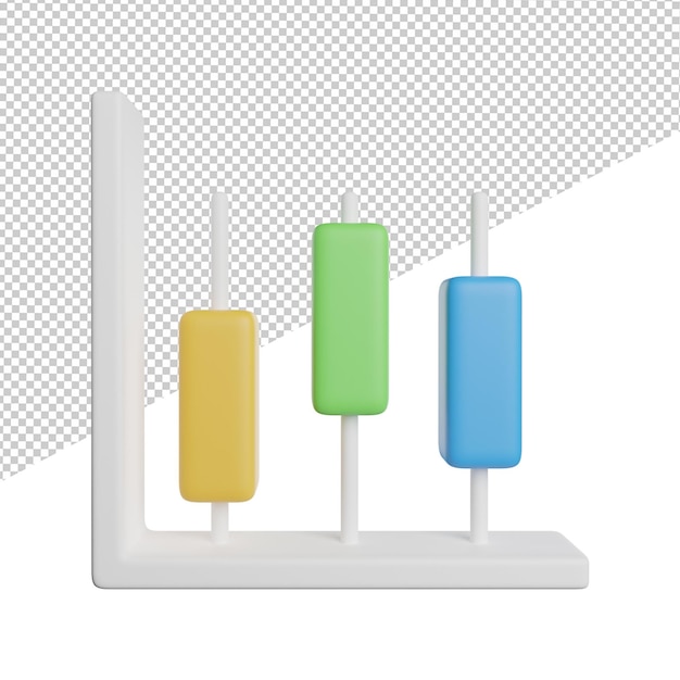 PSD chart analytics graph vista frontal 3d renderizado ilustración sobre fondo transparente