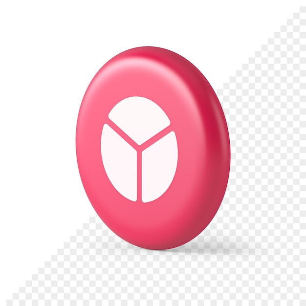 Chart pie three section button financial presentation business analyzing web app 3d realistic icon