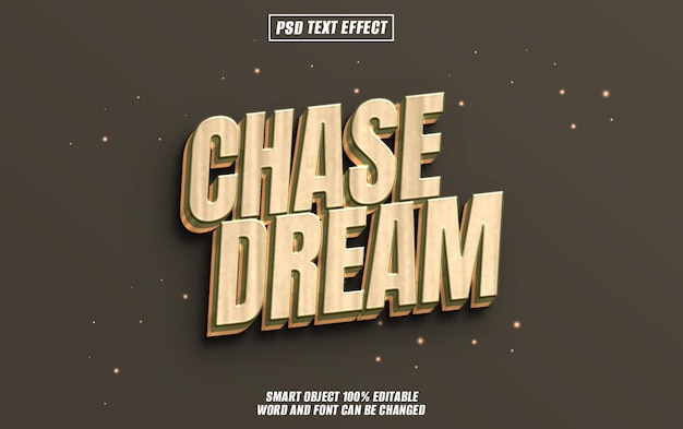Chase sueño efecto de texto fuente tipografía editable texto 3D