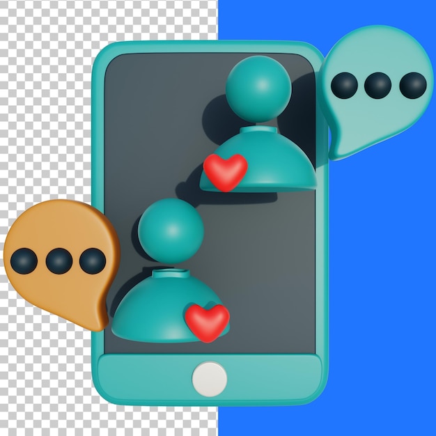 chat de amor renderización de íconos en 3D