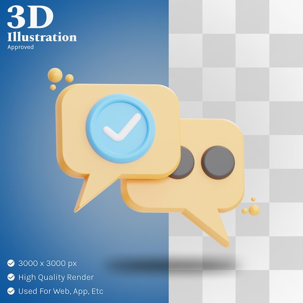 Chat aprobado ilustración 3d