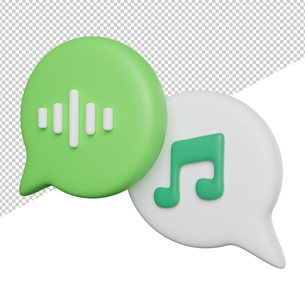 Chat Audio Música vista lateral 3d renderizado icono ilustración sobre fondo transparente